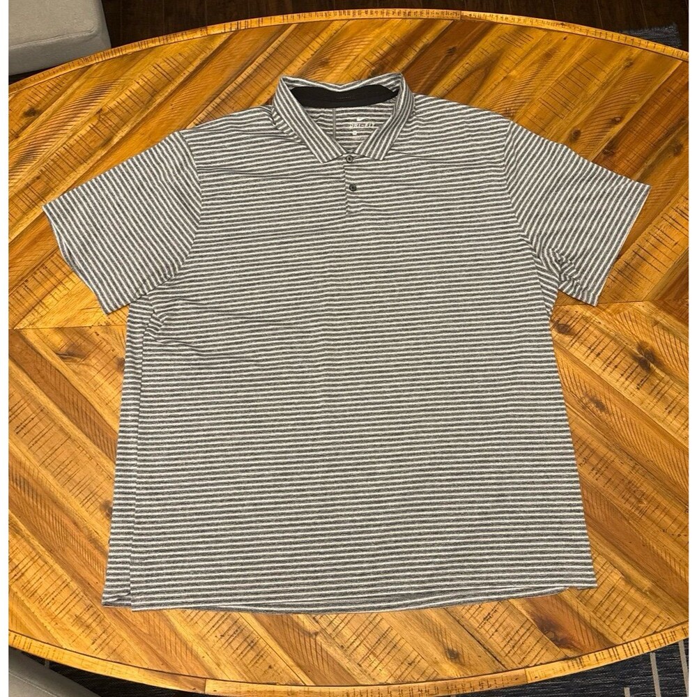 Nike Tiger Woods Dri-FIT Golf Polo Shirt Mens XXL Gray White Striped Performance - Picture 2 of 12